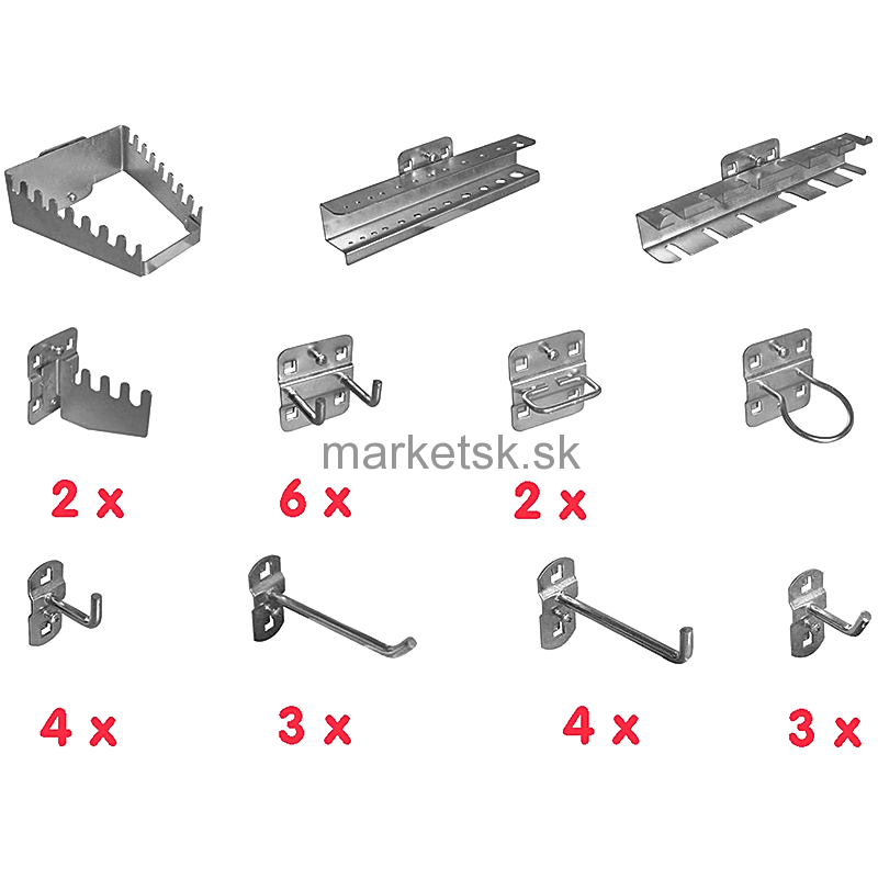 Závesné držiaky náradia pre perfopanel DR028 - sada 28 kusov